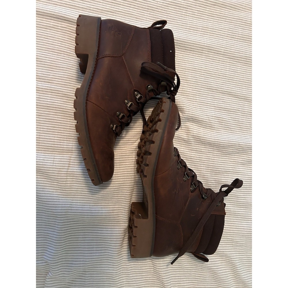 Timberland Womens 8.5 Ellendale Mid Lace-Up Boots Leather dark brown hiking fall - Picture 3 of 10